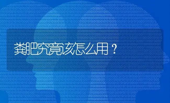 粪肥究竟该怎么用? | 养殖技术大全