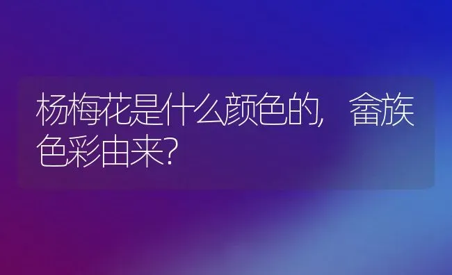 杨梅花是什么颜色的,畲族色彩由来？ | 养殖科普