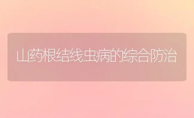 山药根结线虫病的综合防治 | 养殖技术大全