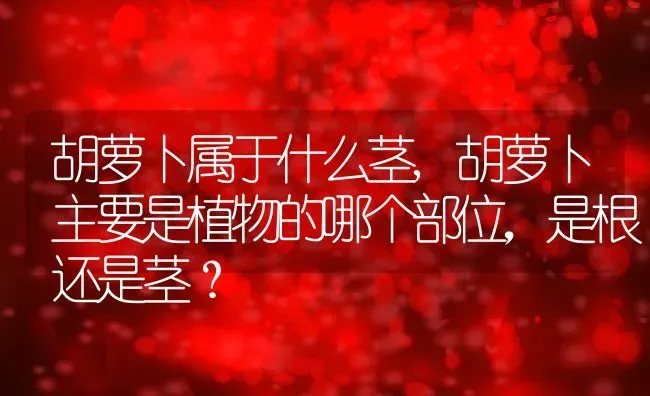 胡萝卜属于什么茎,胡萝卜主要是植物的哪个部位，是根还是茎？ | 养殖科普