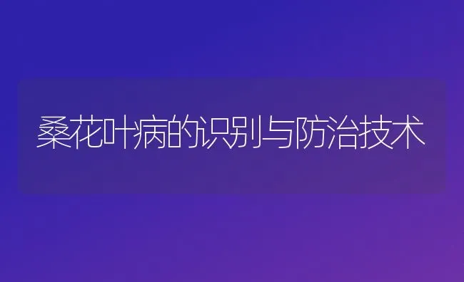 桑花叶病的识别与防治技术 | 养殖技术大全