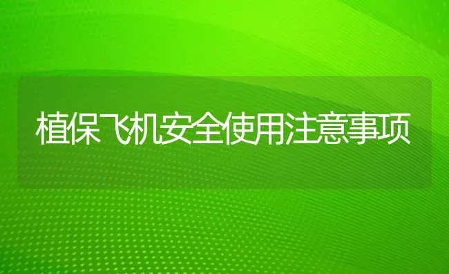 植保飞机安全使用注意事项 | 养殖技术大全