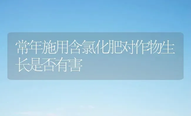 常年施用含氯化肥对作物生长是否有害 | 养殖知识