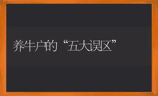 养牛户的“五大误区” | 养殖技术大全