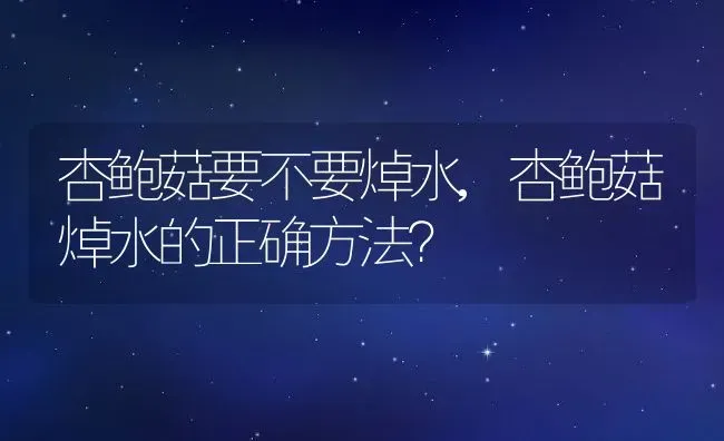 杏鲍菇要不要焯水,杏鲍菇焯水的正确方法？ | 养殖科普