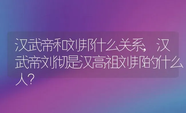 汉武帝和刘邦什么关系,汉武帝刘彻是汉高祖刘邦的什么人？ | 养殖科普