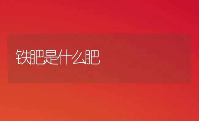 铁肥是什么肥 | 养殖技术大全