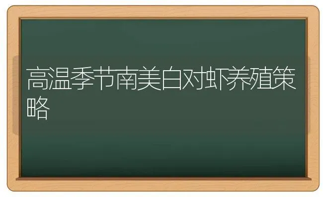 高温季节南美白对虾养殖策略 | 养殖知识