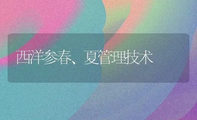西洋参春、夏管理技术 | 养殖技术大全