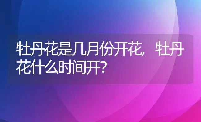 牡丹花是几月份开花,牡丹花什么时间开？ | 养殖科普