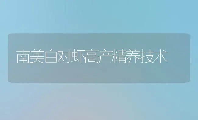 南美白对虾高产精养技术 | 养殖技术大全