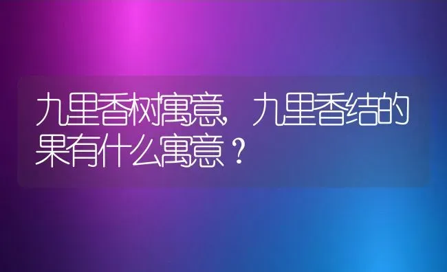 九里香树寓意,九里香结的果有什么寓意？ | 养殖科普