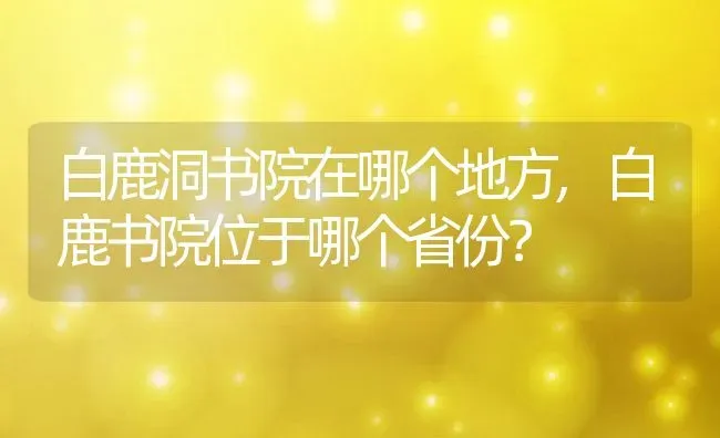 白鹿洞书院在哪个地方,白鹿书院位于哪个省份？ | 养殖科普