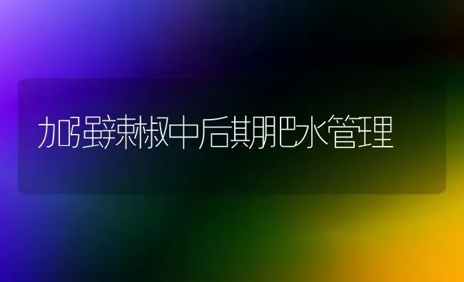 加强辣椒中后期肥水管理 | 养殖技术大全