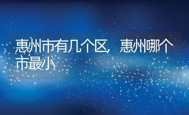 惠州市有几个区,惠州哪个市最小 | 养殖学堂