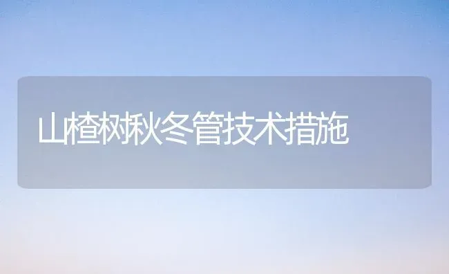 山楂树秋冬管技术措施 | 养殖技术大全
