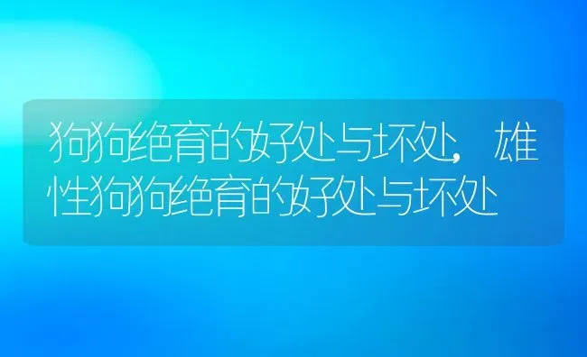 狗狗绝育的好处与坏处,雄性狗狗绝育的好处与坏处 | 养殖资料