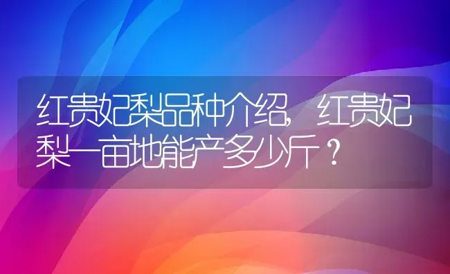 红贵妃梨品种介绍,红贵妃梨一亩地能产多少斤？ | 养殖科普