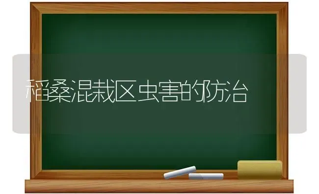 稻桑混栽区虫害的防治 | 养殖知识