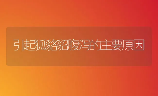 引起狐貉貂腹泻的主要原因 | 养殖知识