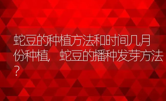 蛇豆的种植方法和时间几月份种植,蛇豆的播种发芽方法？ | 养殖科普