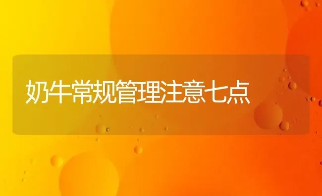 奶牛常规管理注意七点 | 养殖技术大全