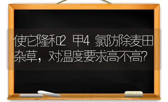 使它隆和2甲4氯防除麦田杂草,对温度要求高不高? | 养殖知识