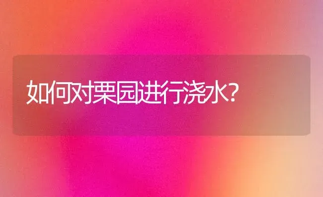 如何对栗园进行浇水? | 养殖知识