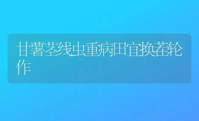 甘薯茎线虫重病田宜换茬轮作 | 养殖技术大全