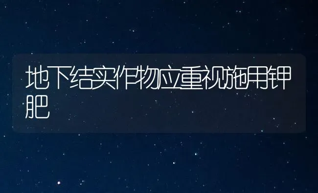 地下结实作物应重视施用钾肥 | 养殖知识