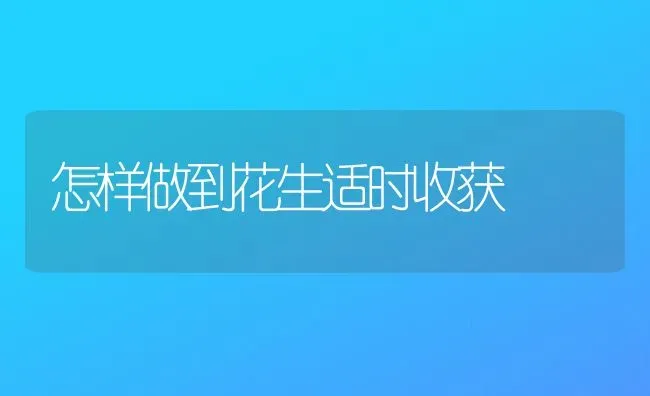 怎样做到花生适时收获 | 养殖技术大全