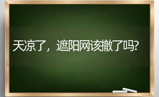 天凉了,遮阳网该撤了吗? | 养殖技术大全