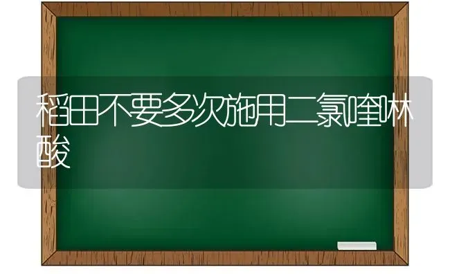 稻田不要多次施用二氯喹啉酸 | 养殖技术大全