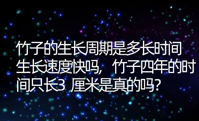 竹子的生长周期是多长时间生长速度快吗,竹子四年的时间只长3厘米是真的吗？ | 养殖科普