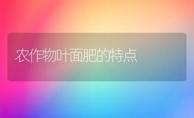 农作物叶面肥的特点 | 养殖技术大全