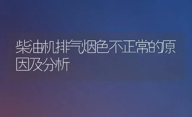 柴油机排气烟色不正常的原因及分析 | 养殖技术大全