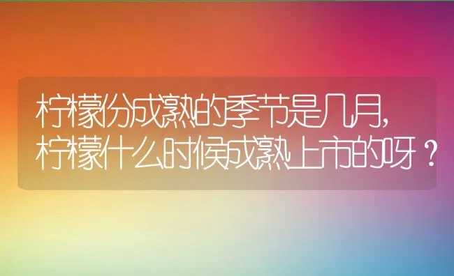 柠檬份成熟的季节是几月,柠檬什么时候成熟上市的呀？ | 养殖科普