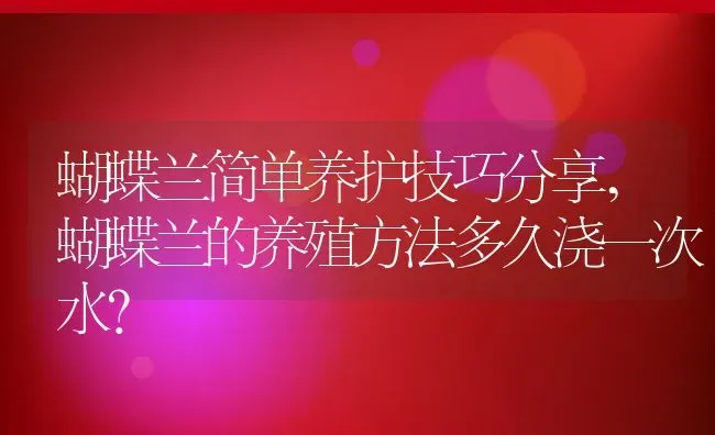 蝴蝶兰简单养护技巧分享,蝴蝶兰的养殖方法多久浇一次水？ | 养殖科普