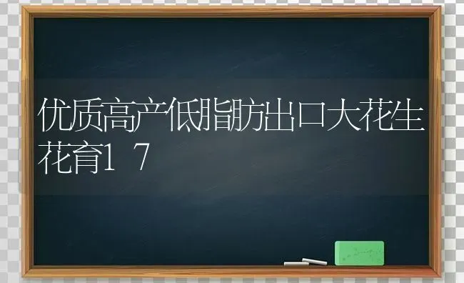 优质高产低脂肪出口大花生花育17 | 养殖技术大全