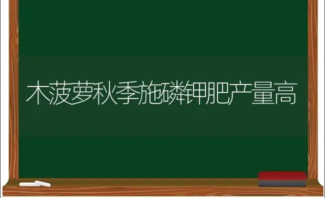 木菠萝秋季施磷钾肥产量高 | 养殖知识