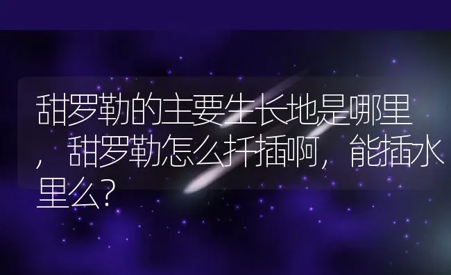 甜罗勒的主要生长地是哪里,甜罗勒怎么扦插啊，能插水里么？ | 养殖科普