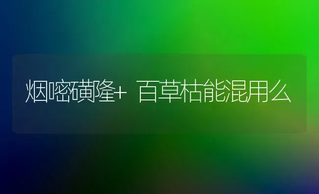 烟嘧磺隆+百草枯能混用么 | 养殖知识