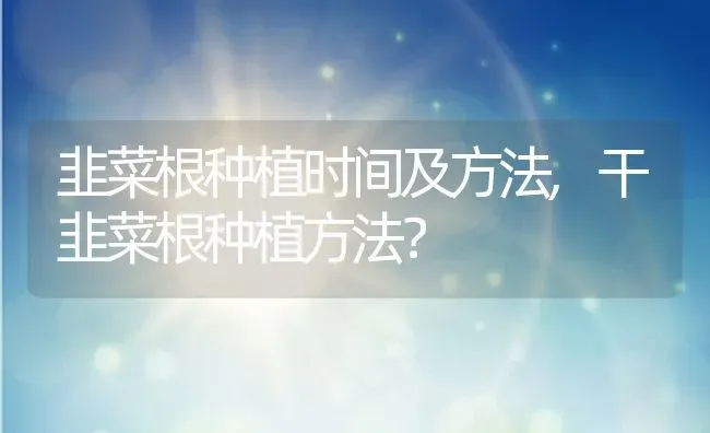 韭菜根种植时间及方法,干韭菜根种植方法？ | 养殖科普