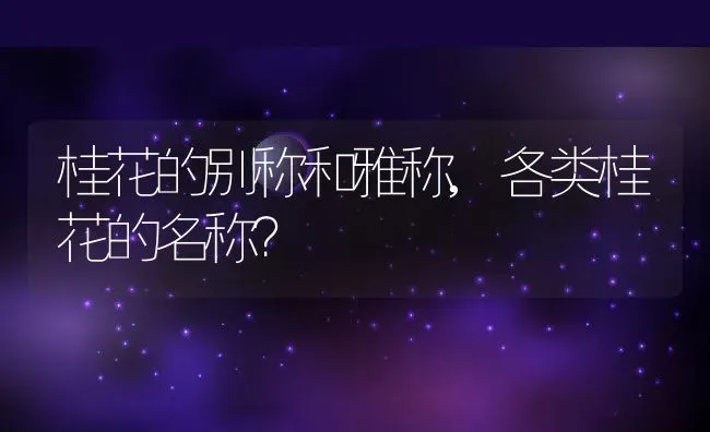 桂花的别称和雅称,各类桂花的名称？ | 养殖科普