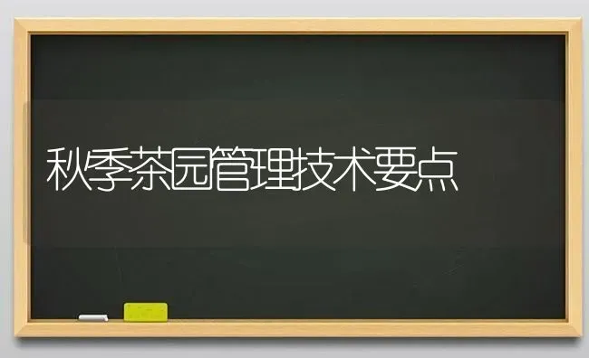 秋季茶园管理技术要点 | 养殖知识