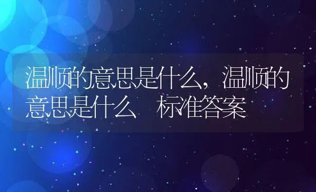 温顺的意思是什么,温顺的意思是什么 标准答案 | 养殖科普