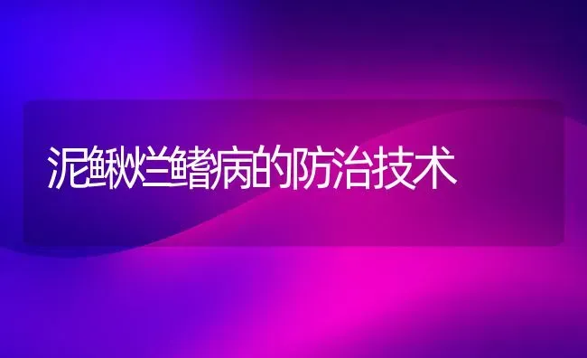 泥鳅烂鳍病的防治技术 | 养殖技术大全