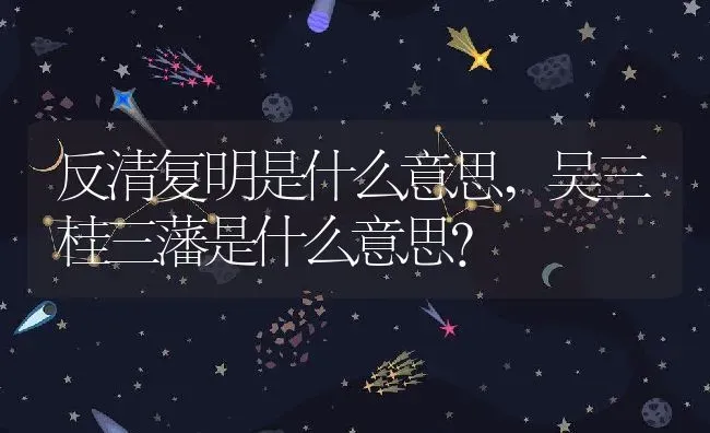 反清复明是什么意思,吴三桂三藩是什么意思？ | 养殖科普