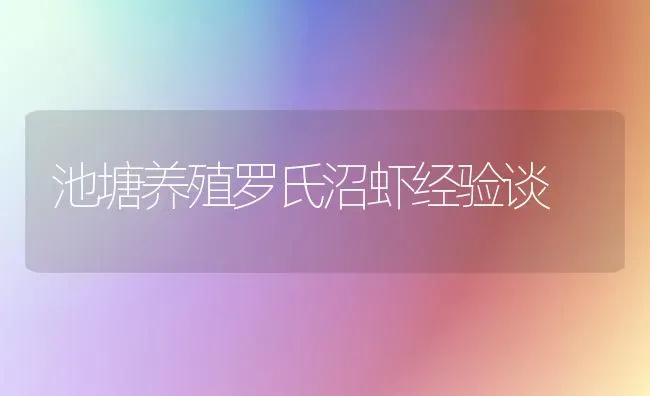 池塘养殖罗氏沼虾经验谈 | 养殖知识