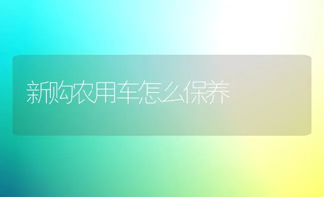 新购农用车怎么保养 | 养殖知识